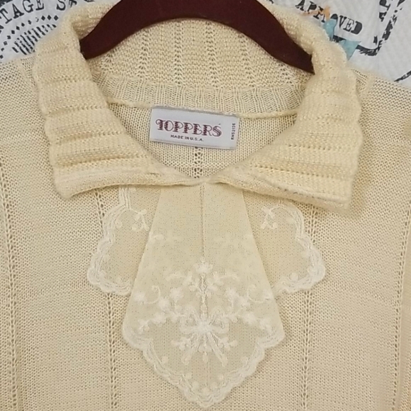 Rare Vintage Toppers sweater size S-cream - Picture 3 of 11
